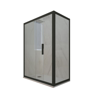 Box doccia scorrevole 75x100 CM H 200 Vetro Trasparente Profilo Nero Matt mod. Deco Duo