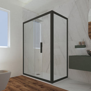 Box doccia scorrevole 70x120 CM H 200 Vetro Trasparente Profilo Nero Matt mod. Deco Duo