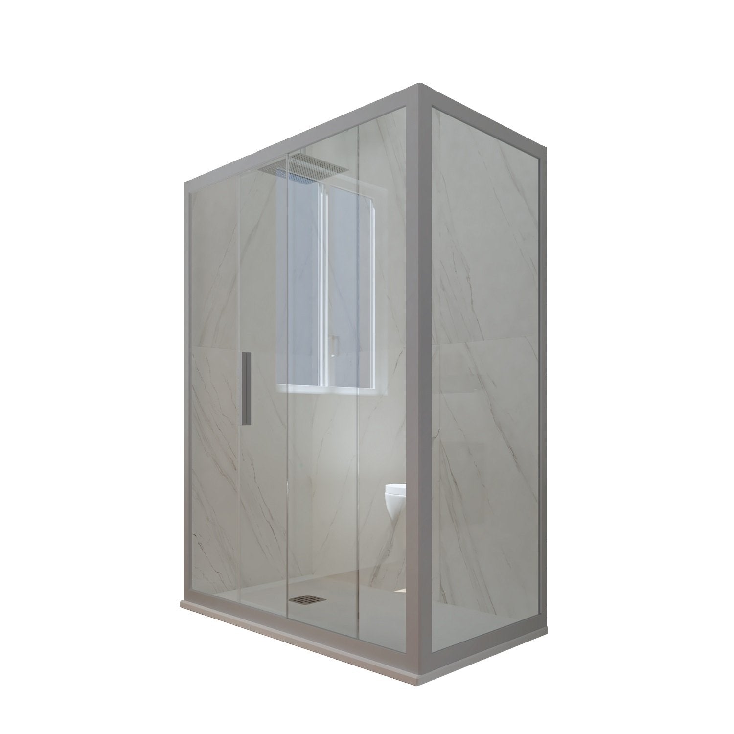 Box doccia scorrevole 75x160 CM H 200 Vetro Trasparente Profilo Silver mod. Deco Duo