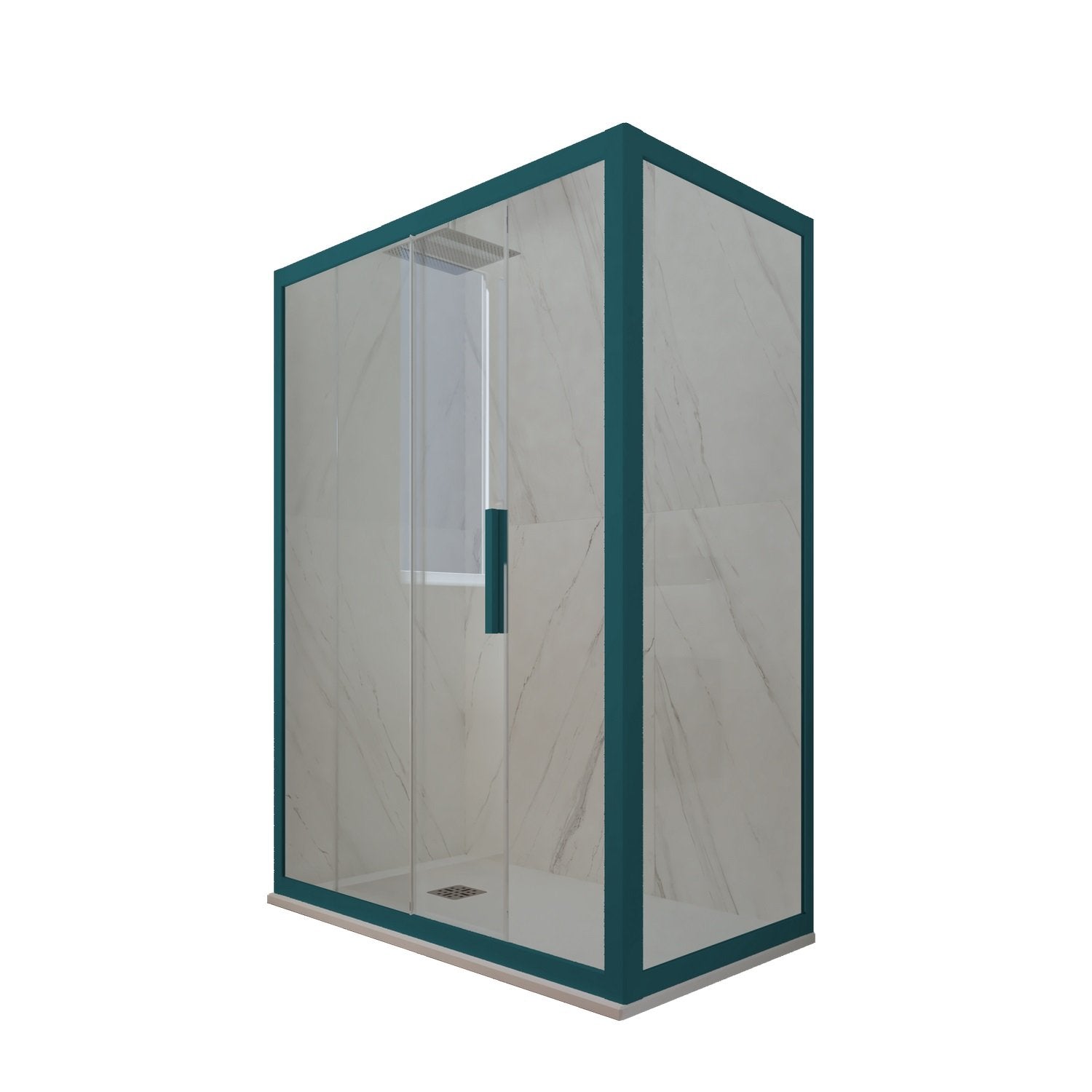 Box doccia scorrevole 70x140 CM H 200 Vetro Trasparente Profilo Verde Night Watch mod. Deco Duo