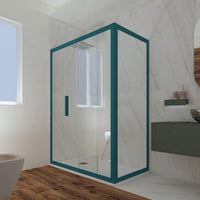 Box doccia scorrevole 75x130 CM H 200 Vetro Trasparente Profilo Verde Night Watch mod. Deco Duo