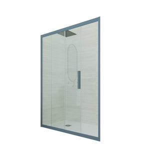 Porta doccia scorrevole 170 CM H 200 Vetro Trasparente Profilo Blu Navy mod. Deco