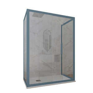 Box doccia 3 lati 80x160x80 CM H 200 Vetro Trasparente Profilo Blu Navy mod. Deco Trio