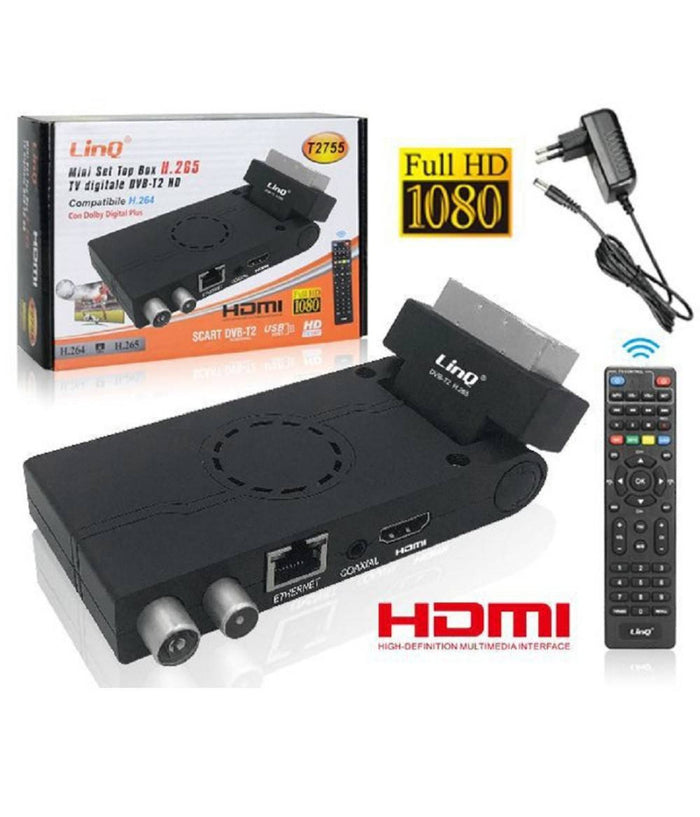 Decoder Digitale Terrestre Dvb-t2 Scart Con Hdmi Full Hd Con Codec H.265 T2755         