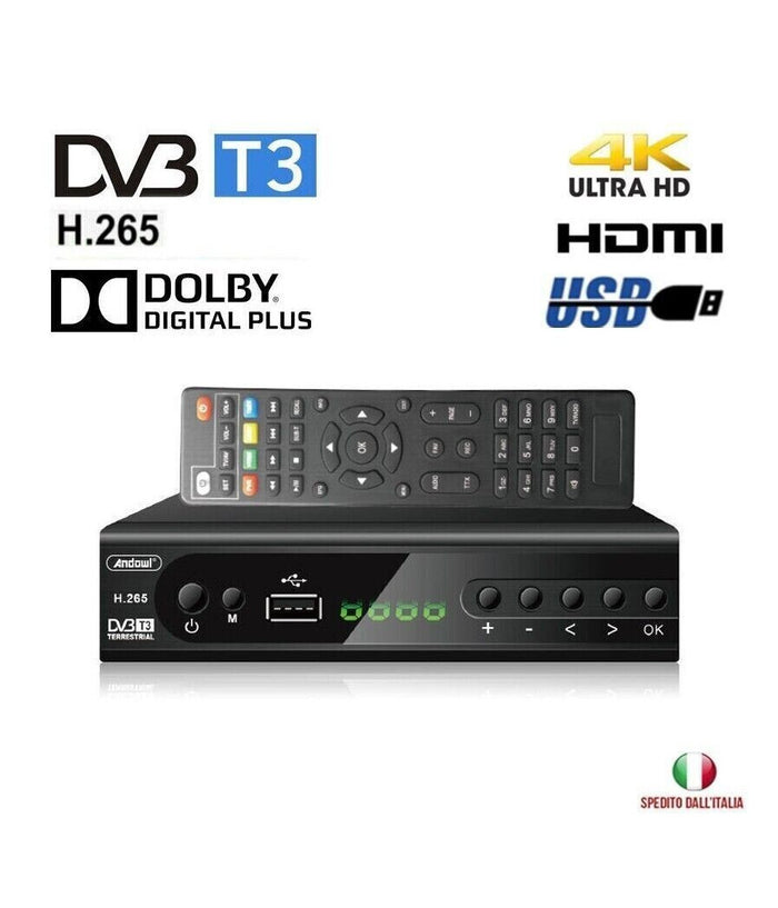 Decoder Digitale Terrestre Dvb T3 Hd 4k Dolby H.265 Usb Scart Lan Q-dv800         