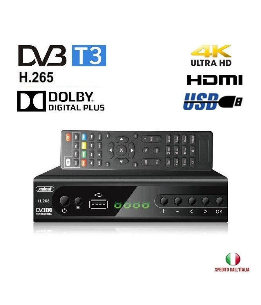 Decoder Digitale Terrestre Dvb T3 Hd 4k Dolby H.265 Usb Scart Lan Q-dv800         