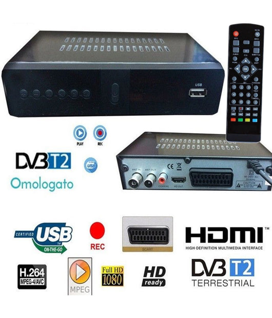 Decoder Ricevitore Digitale Terrestre Dvb-t Tv Scart Hdmi Antenna 1080p Reg Pvr         