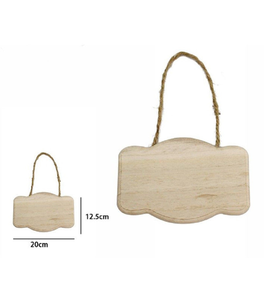 Decorazione In Legno Naturale 20 X 12.5 Cm Da Appendere Con Corda Insegna 53610a         