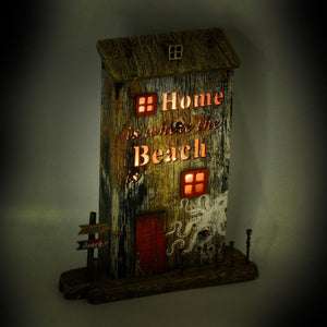 Decorazione mare casa legno polipo con led cm22x6,5h27