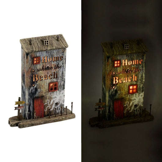 Decorazione mare casa legno polipo con led cm22x6,5h27