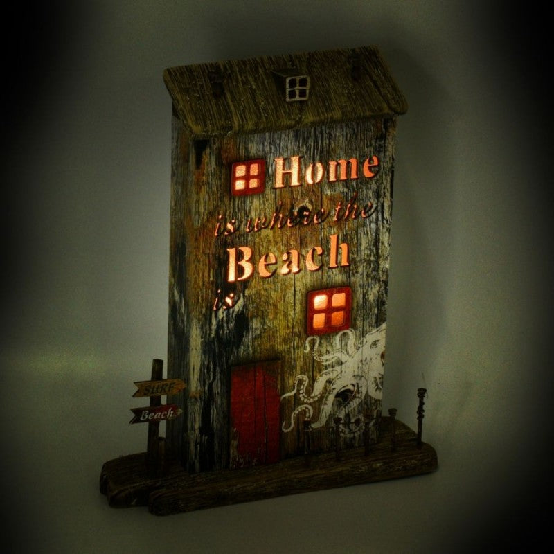 Decorazione mare casa legno polipo con led cm22x6,5h27