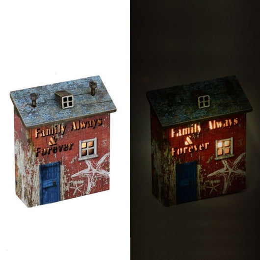 Decorazione mare casa legno stella con led cm12x5h14