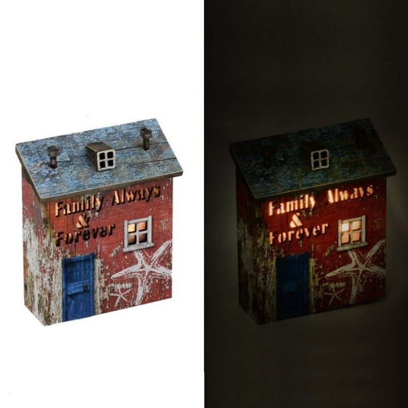 Decorazione mare casa legno stella con led cm12x5h14