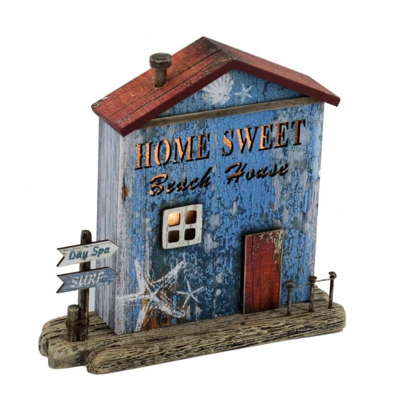 Decorazione mare casa legno stella con led cm22x6,5h21