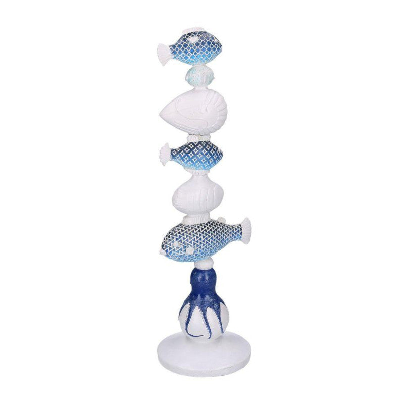 Decorazione mare resina bianco azzurro blu cm 14x13,5h45,5