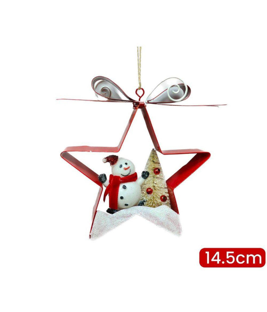Decorazione Natalizia Albero Di Natale Appendino Pupazzo Di Neve Stella 14.5cm         