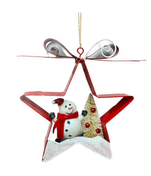 Decorazione Natalizia Albero Di Natale Appendino Pupazzo Di Neve Stella 14.5cm         