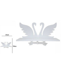 Decorazione Parete In Legno Bianco Con Mensola 2 Appendini Cigni 23 X 39 Cm         