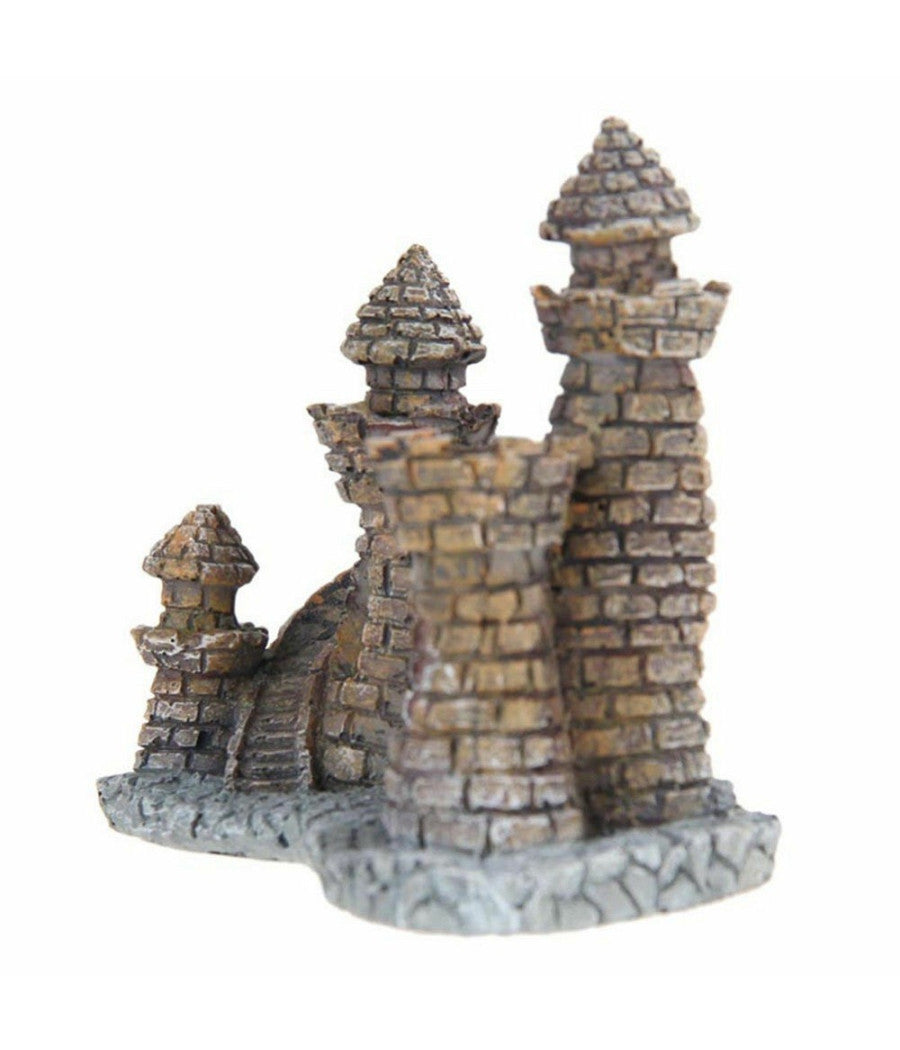 Decorazione Per Acquario Castello Con Torre Resina Pesci Acqua H10 Cm Ornamento         
