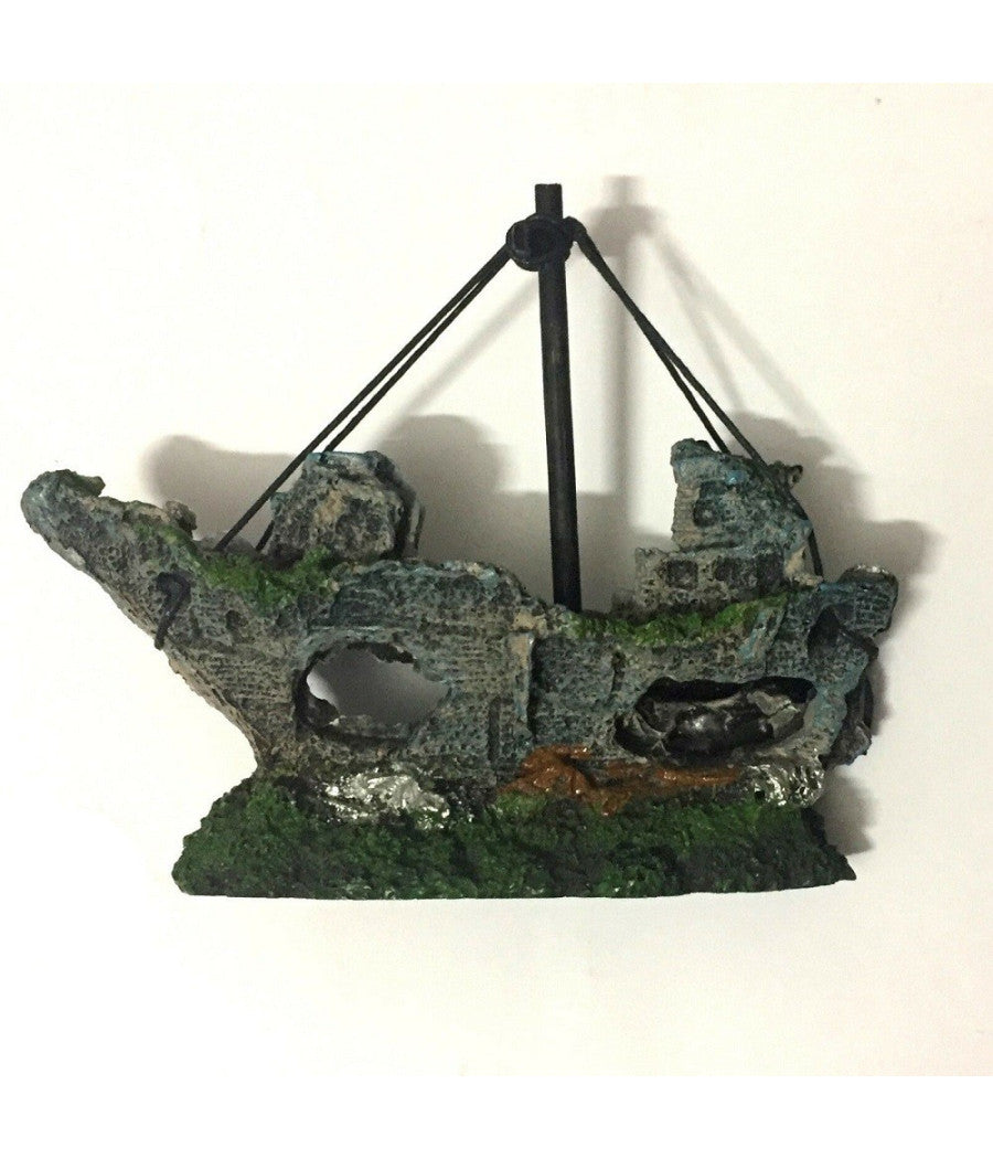 Decorazione Per Acquario Relitto Nave Imbarcazione Resina Pesci Acqua Barca         