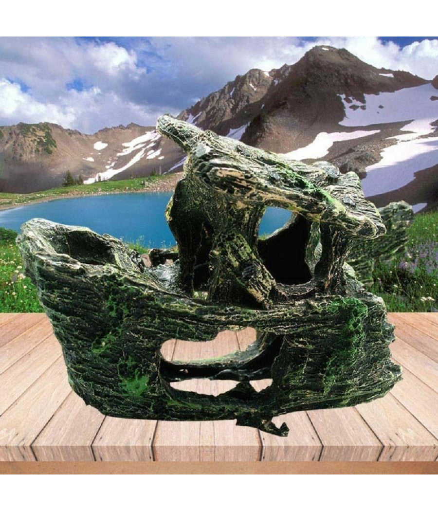 Decorazione Per Acquario Relitto Nave Imbarcazione Resina Pesci Acqua Ornamento         