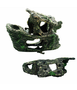 Decorazione Per Acquario Relitto Nave Imbarcazione Resina Pesci Acqua Ornamento         