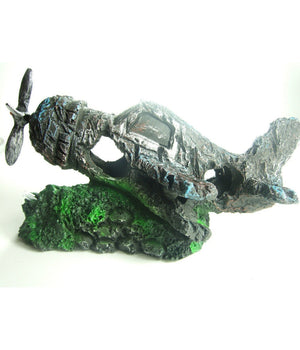 Decorazione Per Acquario Rottame Aereo Con Elica Resina Pesci Acqua Ornamento         