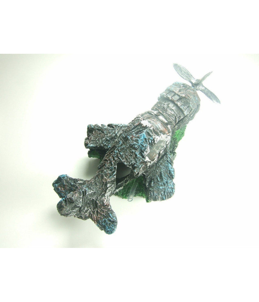 Decorazione Per Acquario Rottame Aereo Con Elica Resina Pesci Acqua Ornamento         