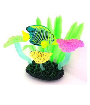 Decorazione Pianta Funghi Acquario Fiori Bolle Fungo Fluorescente Pesci Alghe         
