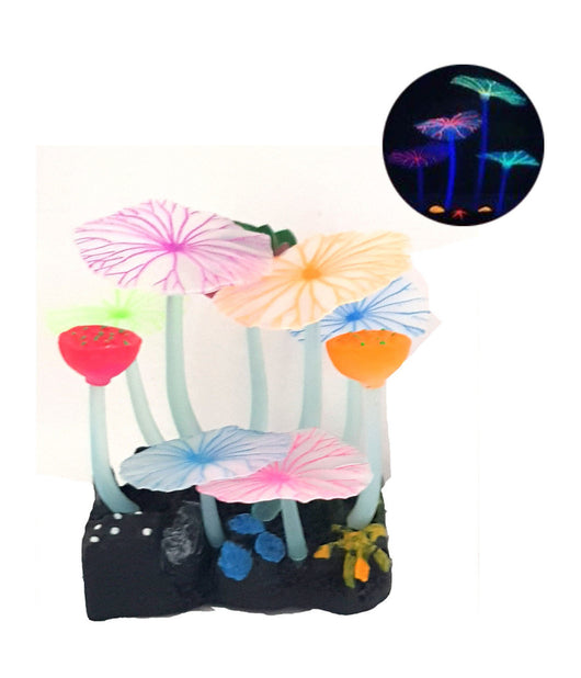 Decorazione Pianta Funghi Acquario Fiori Di Loto Fungo Fluorescente Pesci         