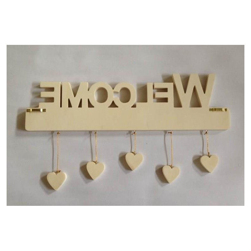 Decorazioni "Welcome"con cuori pendenti 45x13 Vacchetti