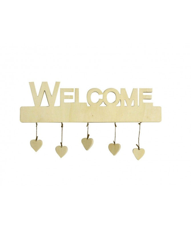 Decorazioni "Welcome"con cuori pendenti 45x13 Vacchetti