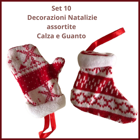 Set 10 Decorazioni albero di natale addobbi natalizi vintage idee regalo natalizie guanto e calzino