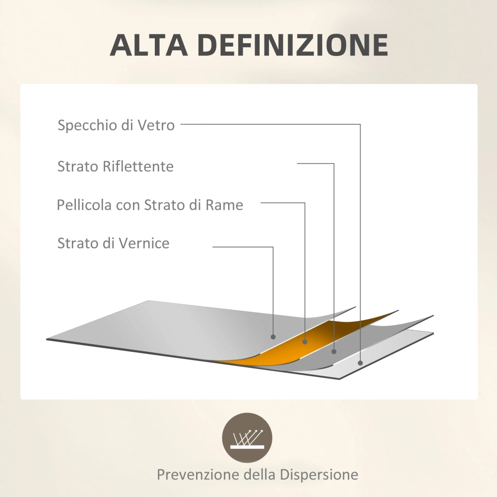 Specchio da Parete Stile Finestra con Montaggio Verticale e Orizzontale, 110x50cm, Nero