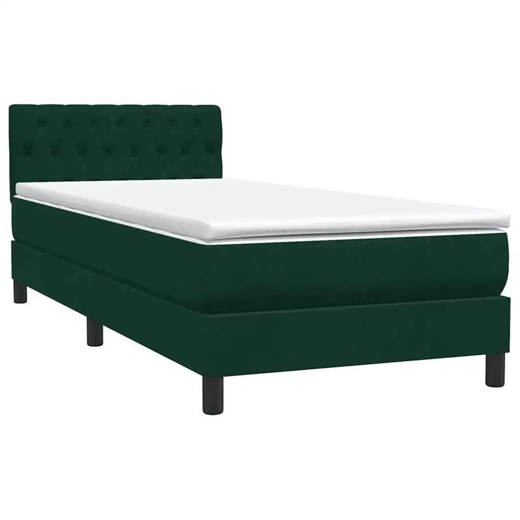 Letto a Molle con Materasso e LED Verde Scuro 80x220 cm Velluto 3317196