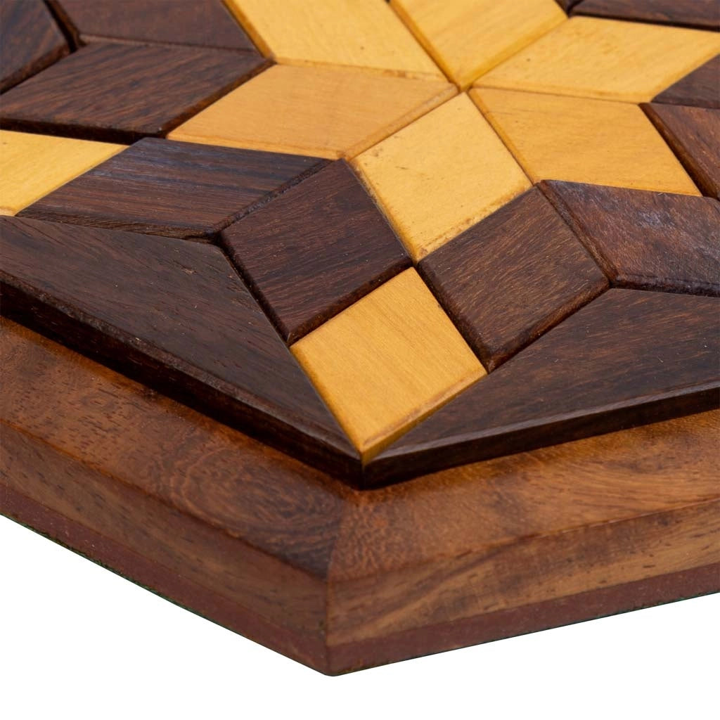 Puzzle esagonale in legno marrone 13,5x13,5x3h
