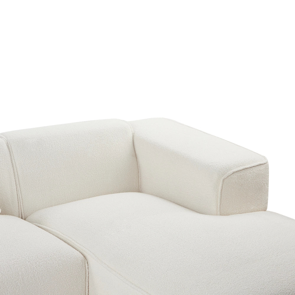 Divano Angolare Bianco Sporco Bouclé 3 Posti Cuscini Extra Dispersi versione sinistra stile Moderno