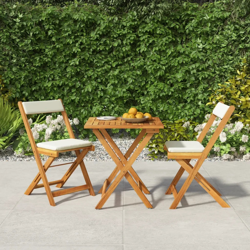 Set da Bistrò Pieghevole 3pz con Cuscini Legno Massello Acacia 319704