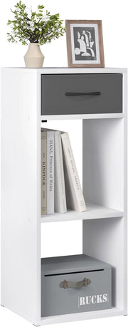 Libreria da Terra, Unità di Stoccaggio a Cubo a 3 Livelli con Cassetto, Unità di Scaffale in Piedi Scaffale a Cubo Aperto, per Studio, Camera da Letto e Soggiorno, Rovere chiaro, SK055hei