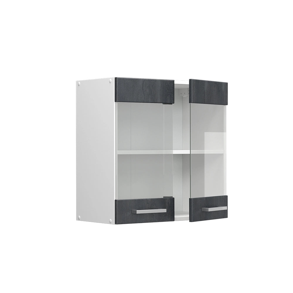Vicco Mobile da cucina in vetro Calcestruzzo nero 60 cm