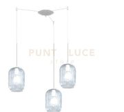 SOSPENSIONE BIANCO 3 LUCI SPOSTABILE VETRI BLU 1181BI-S3 S-BL