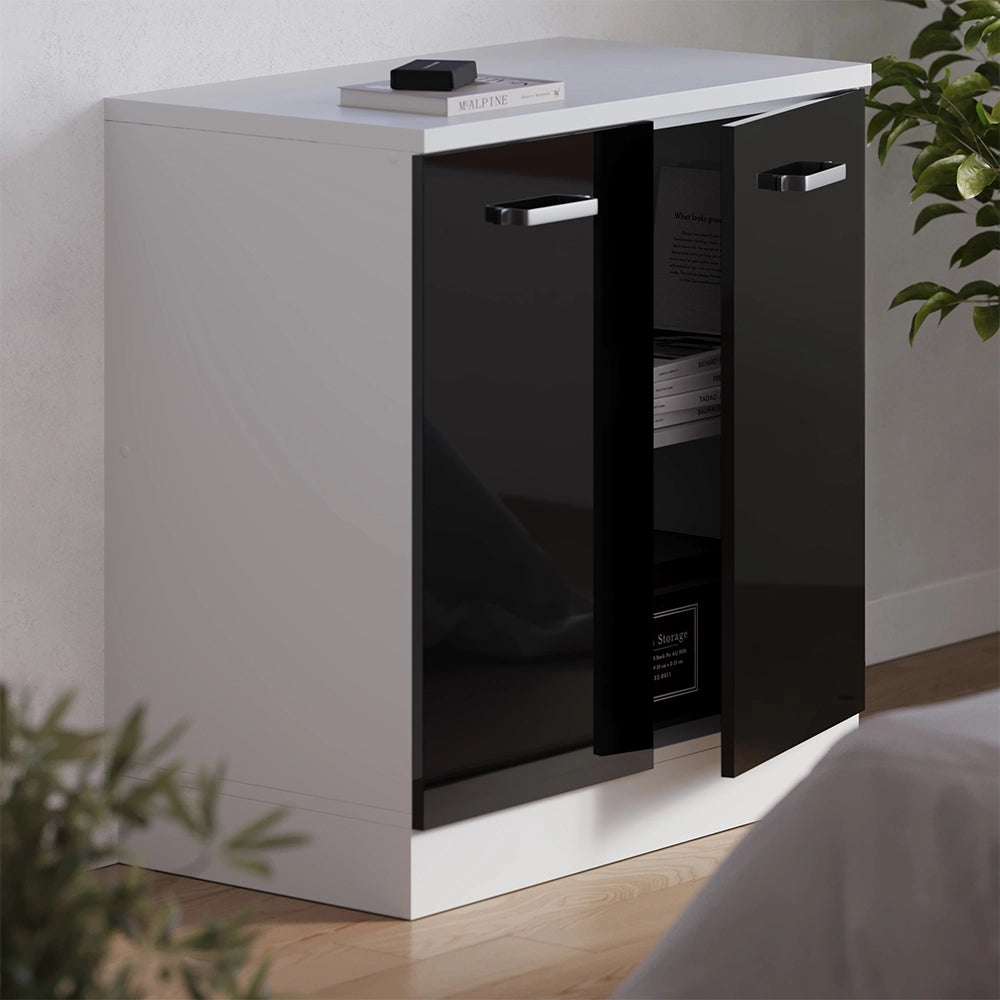 Mobile per mansarda Rion Nero lucido/Bianco 80 x 83.8 cm senza inclinazione con 2 ante Vicco