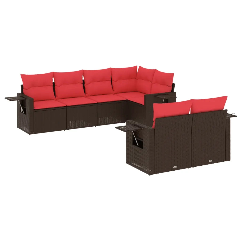 Set Divani da Giardino 7 pz con Cuscini Marrone in Polyrattan 3220413