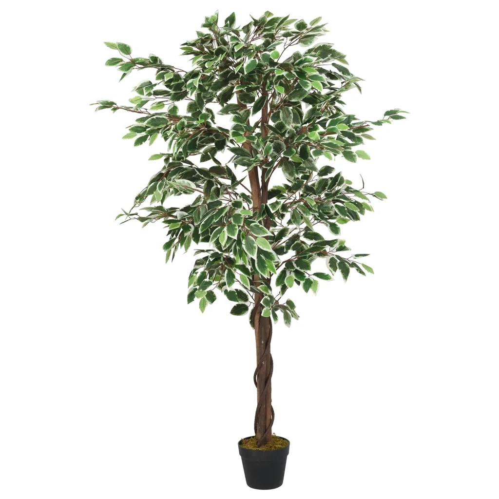 Albero di Ficus Artificiale 630 Foglie 120 cm Verde 359026