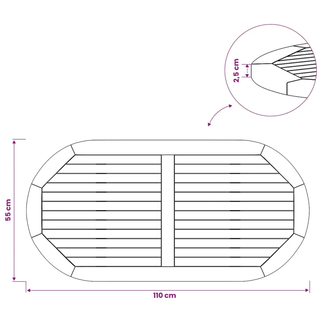 Piano del tavolo Ovale Legno di teak solido Naturale 42033173