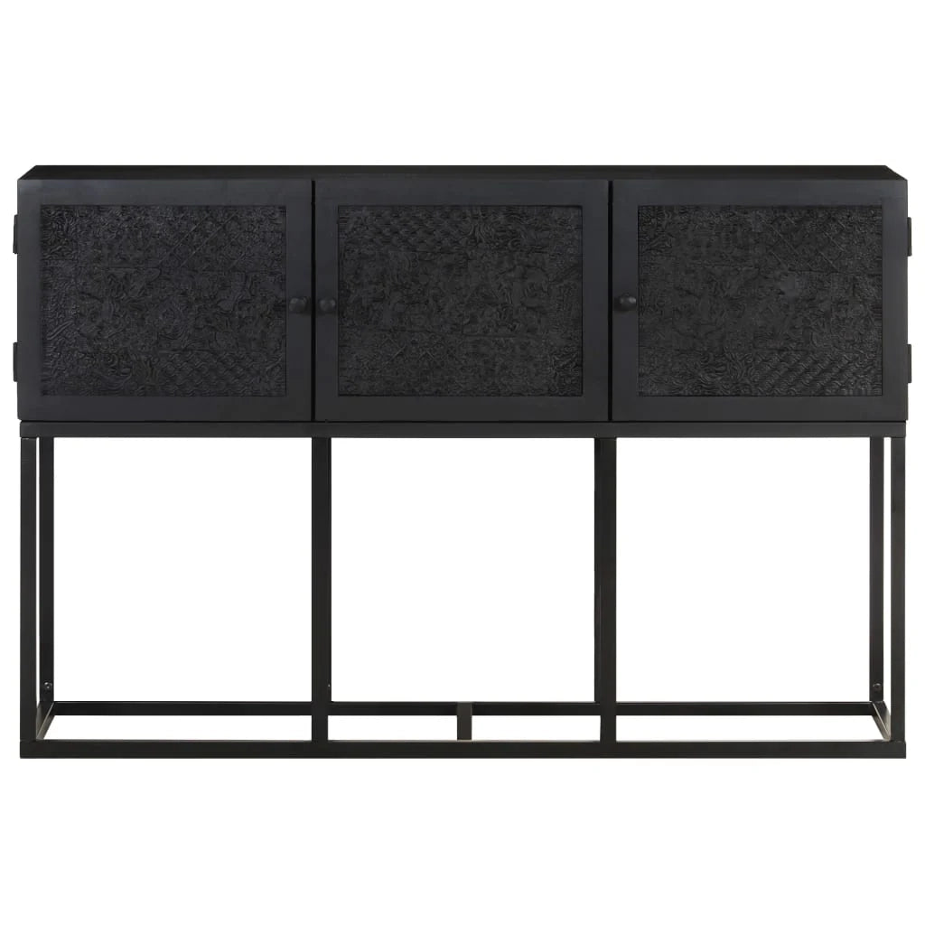 Buffet credenza cassettiera armadio mobile contenitore organizer per cucina soggiorno salotto 115 x 30 x 76 cm legno massello di mango nero 02_0029526