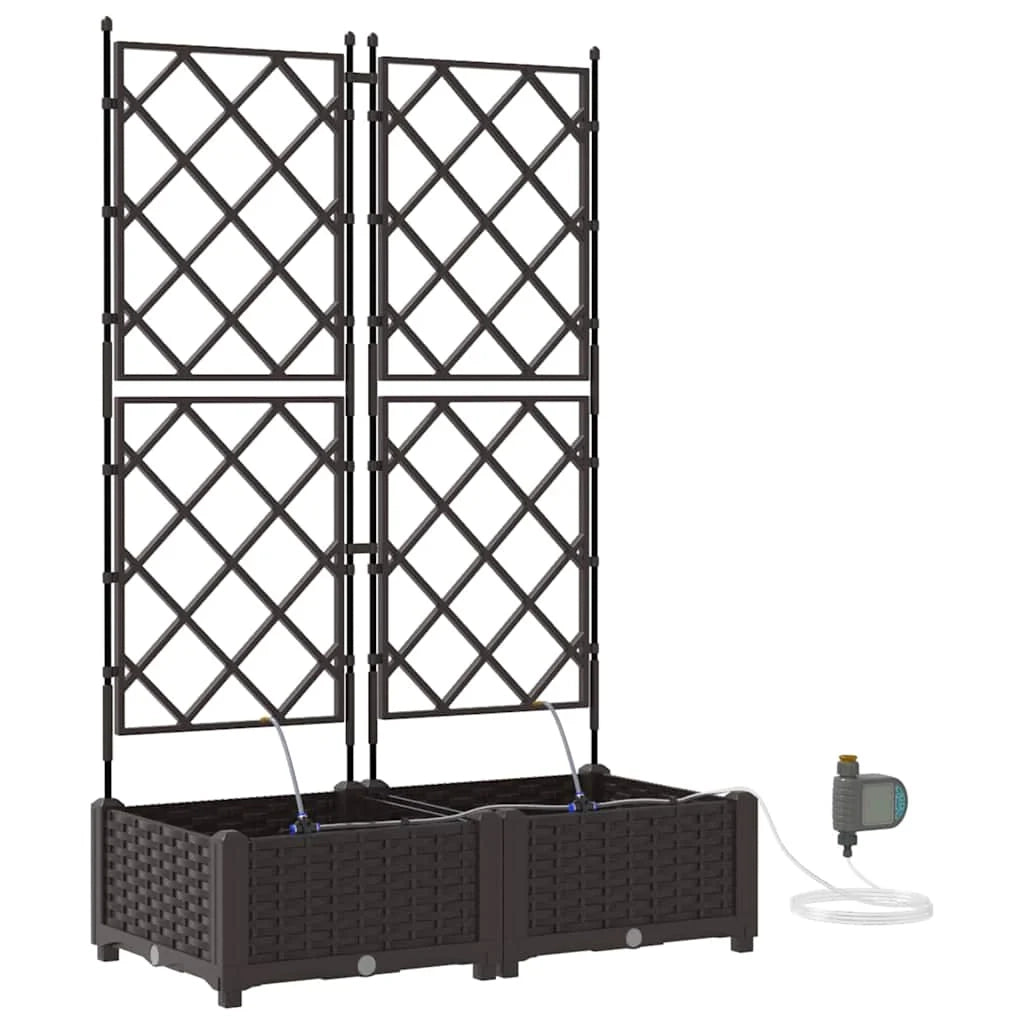Set di 2 fioriere da giardino moderne 80 x 40 x 126 cm pratiche e resistenti acciaio marrone 02_0058525