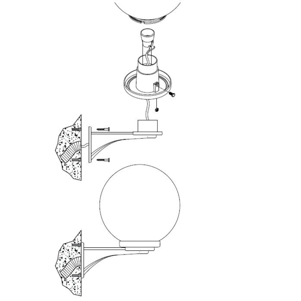 Acrilux 50020 braccio dritto per globlo Ø200 Ø250 Ø300 mm completi di base
