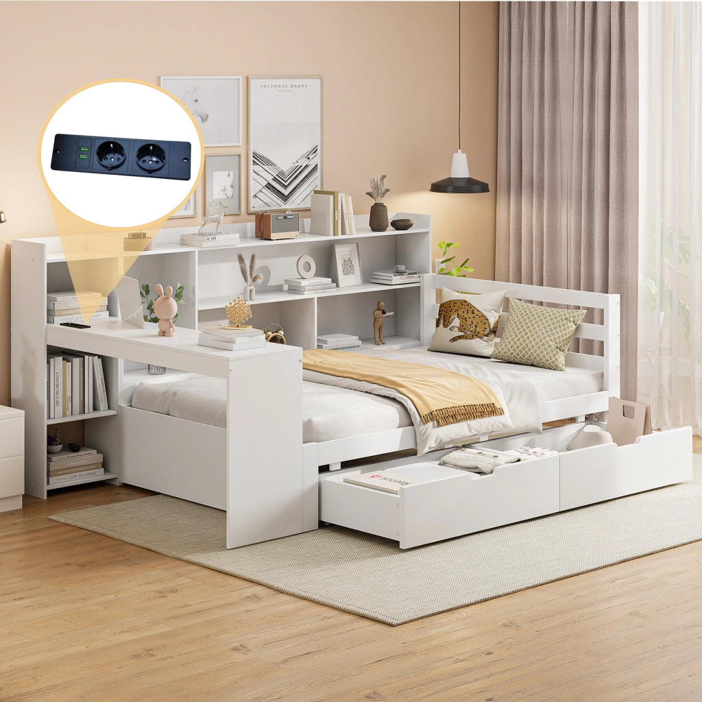 Letto sofa multifunzione legno bianco 90x200 cm