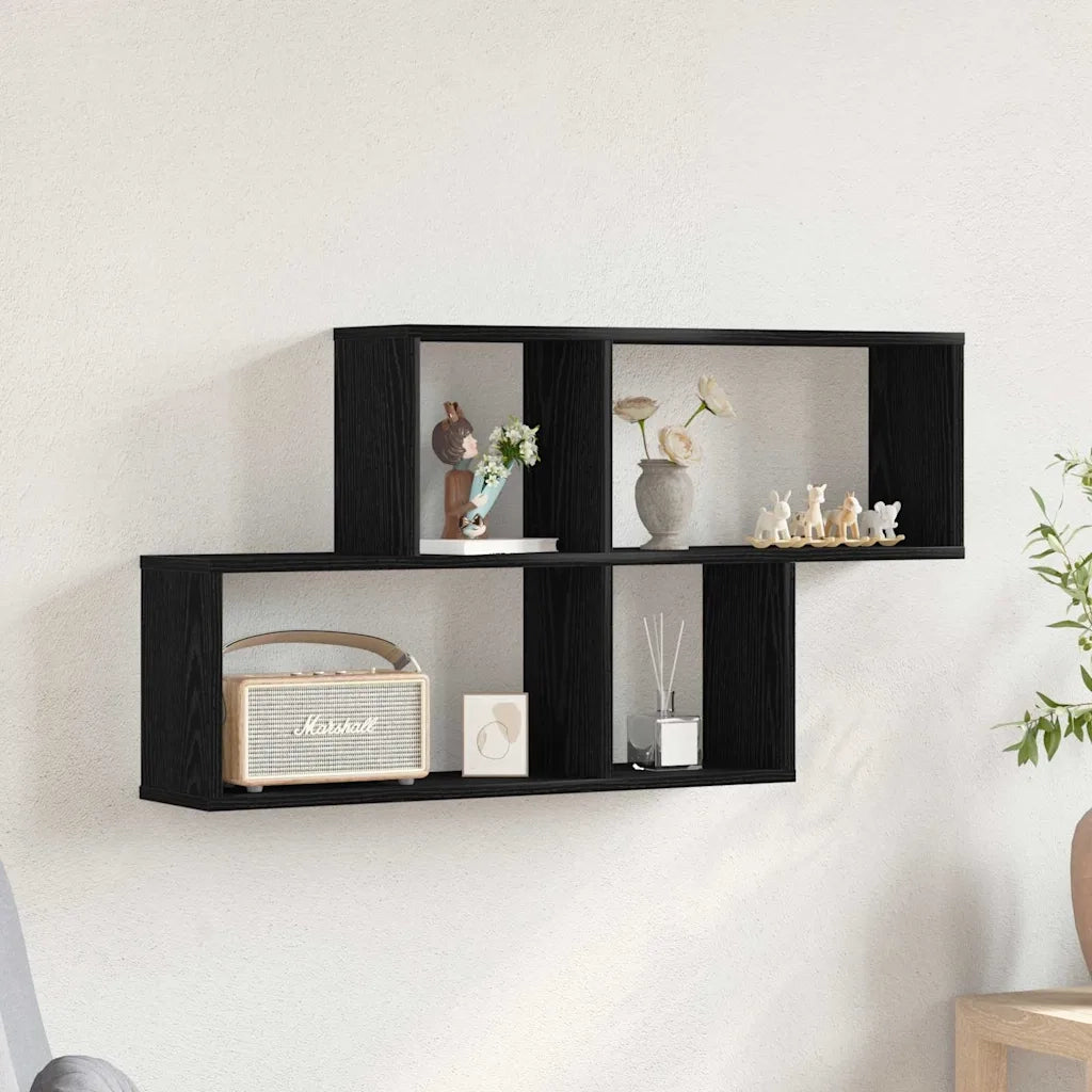 Scaffale da parete A parete Rovere Nero 76 x 15 x 53 cm 862648